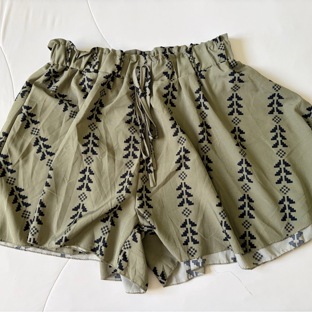 Patterned Green Shorts